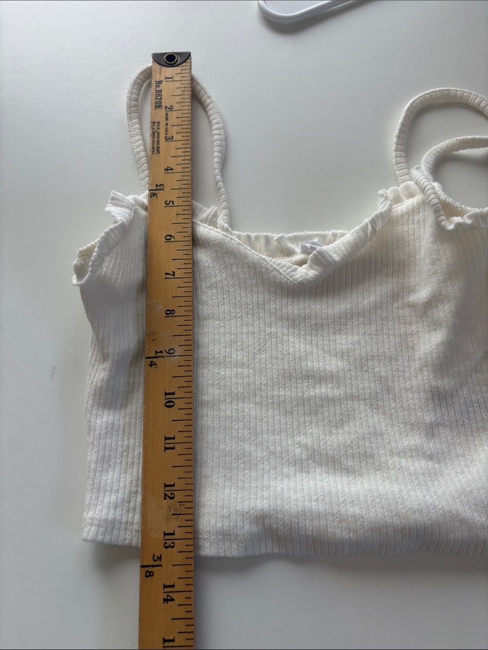 Garage Ivory Ribbed Ruffle-Trim Cropped Cami -614sku - Picture 5 of 6